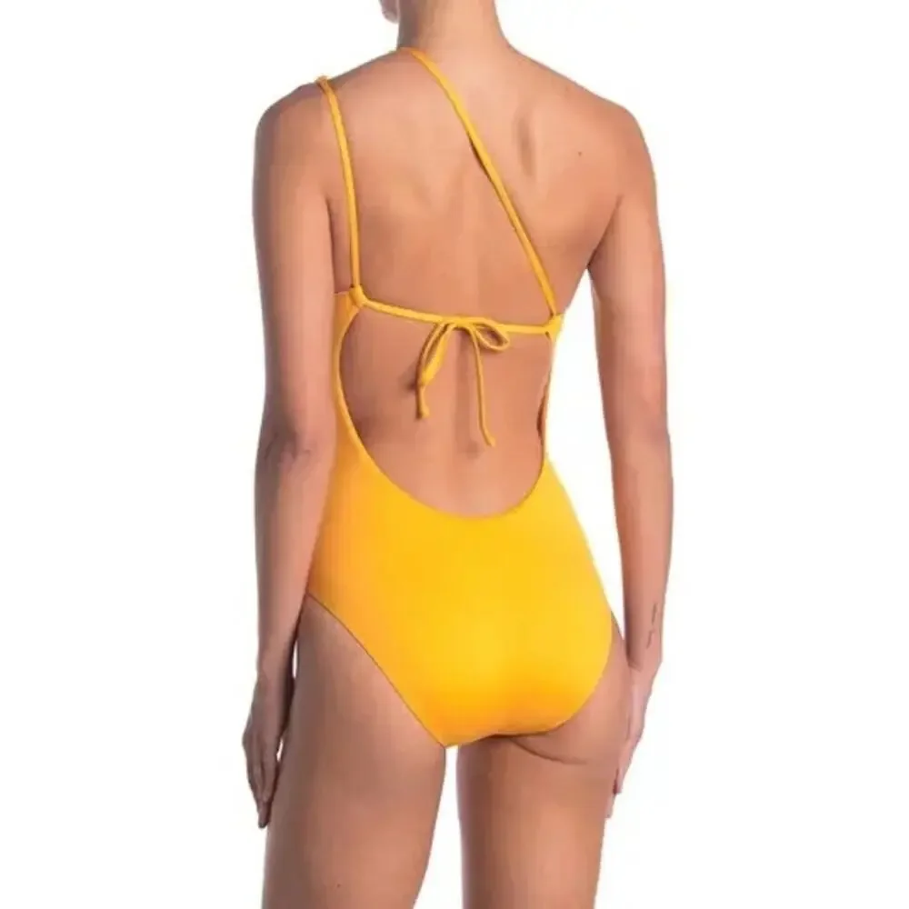 [Becca by Rebecca Virtue] Marigold Asymmetrical Tie Back Swimsuit NWT Sz Large L